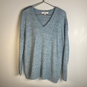 Ellen Tracy Company Light Blue V-Neck Sweater Sz L